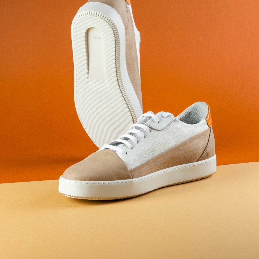 Basket cuir et daim beige