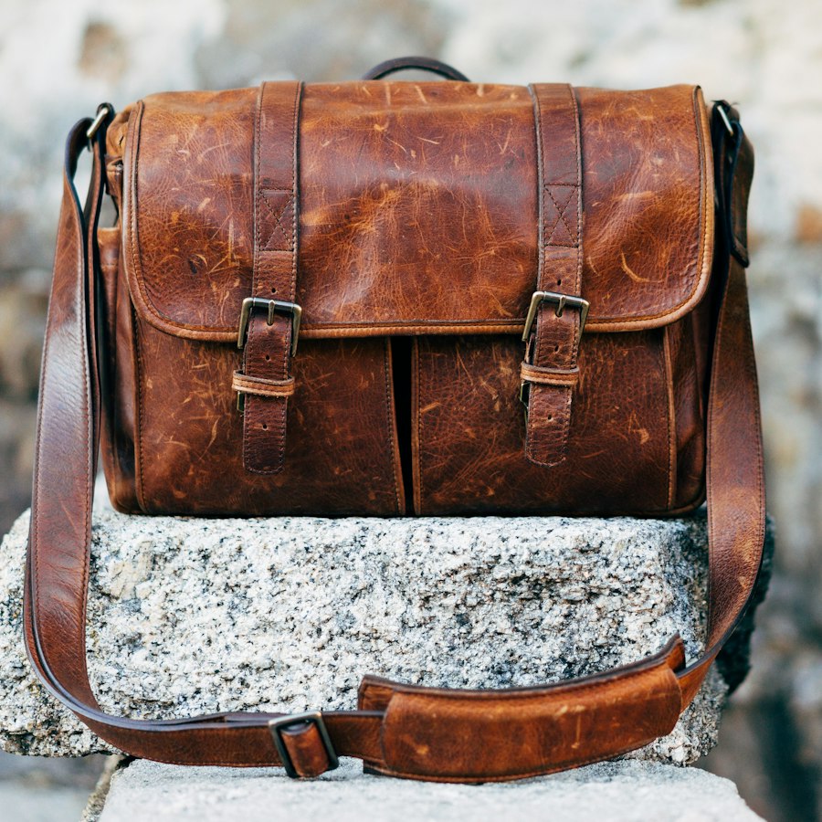 Cartable en cuir marron