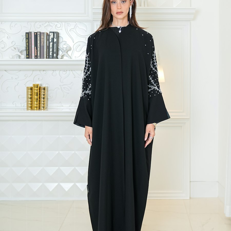 Abaya broderies argent