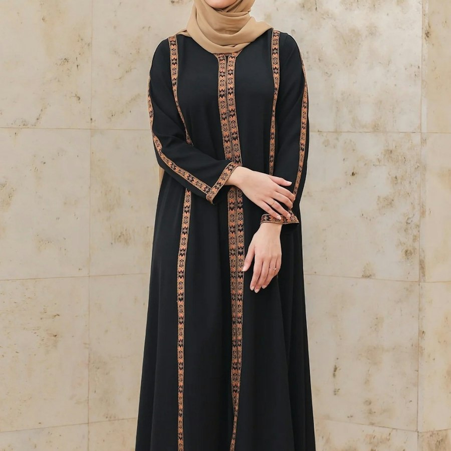 Abaya noir et or