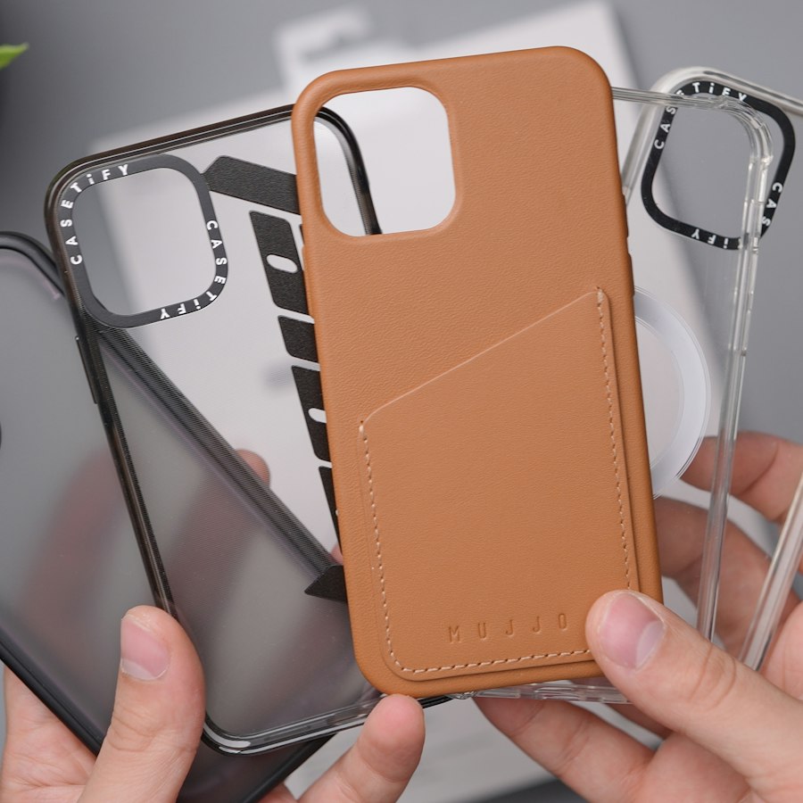 Étui en cuir orange
